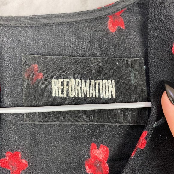 Reformation Farrow Top in Oracle Floral - Size Small - Sheer, Balloon Sleeve - Picture 5 of 8